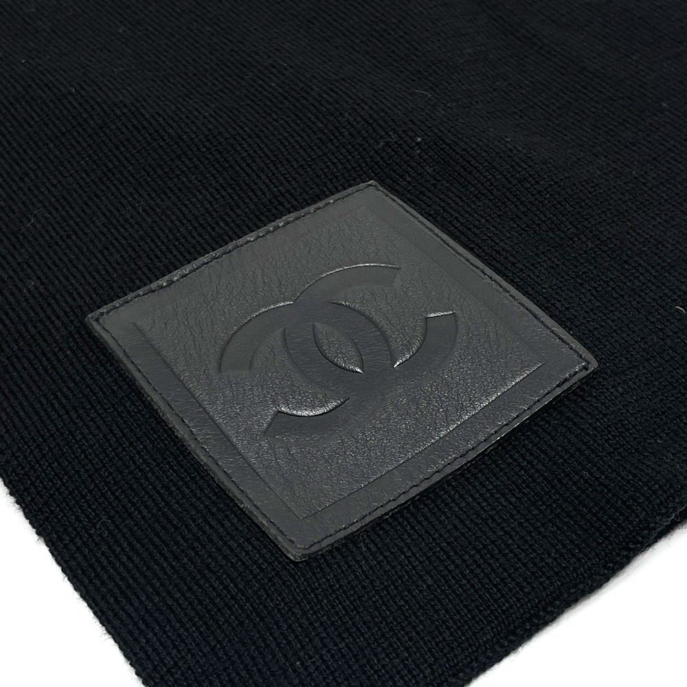 CHANEL Sport CC Coco Mark Scarf, Wool/Cashmere, Unisex, Black/Fluorescent Green - Picture 9 of 9